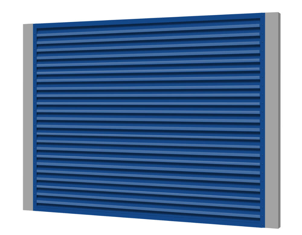 Секция забора жалюзи из ламелей жалюзи ЭКО-Z RAL5005 Синий сигнал с металлическими столбами